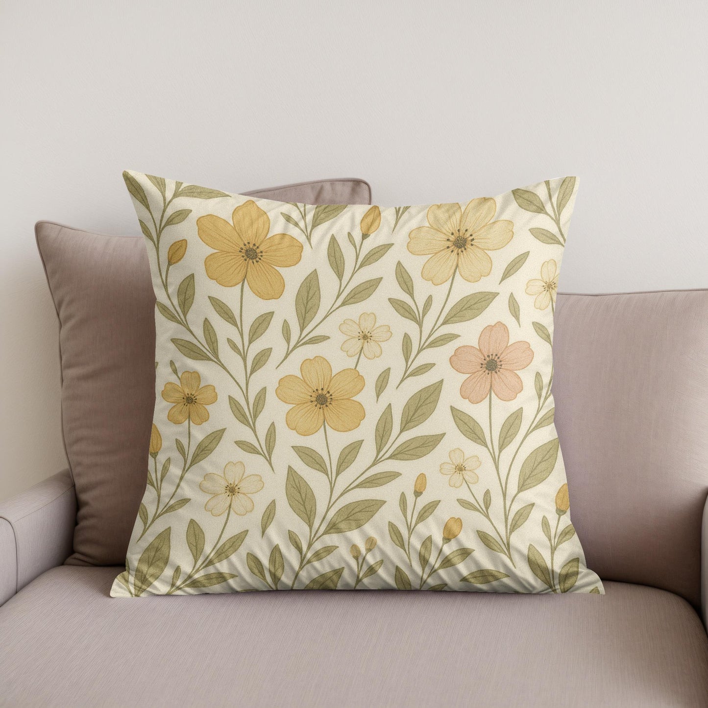 Golden Petals Cotton Cushion
