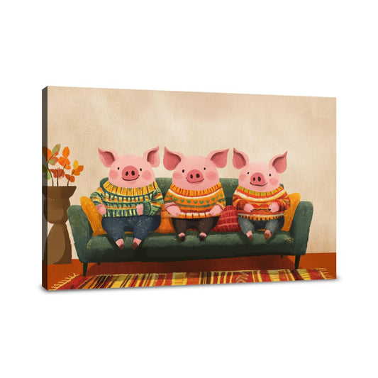 Sweatered Pigs on Canvas