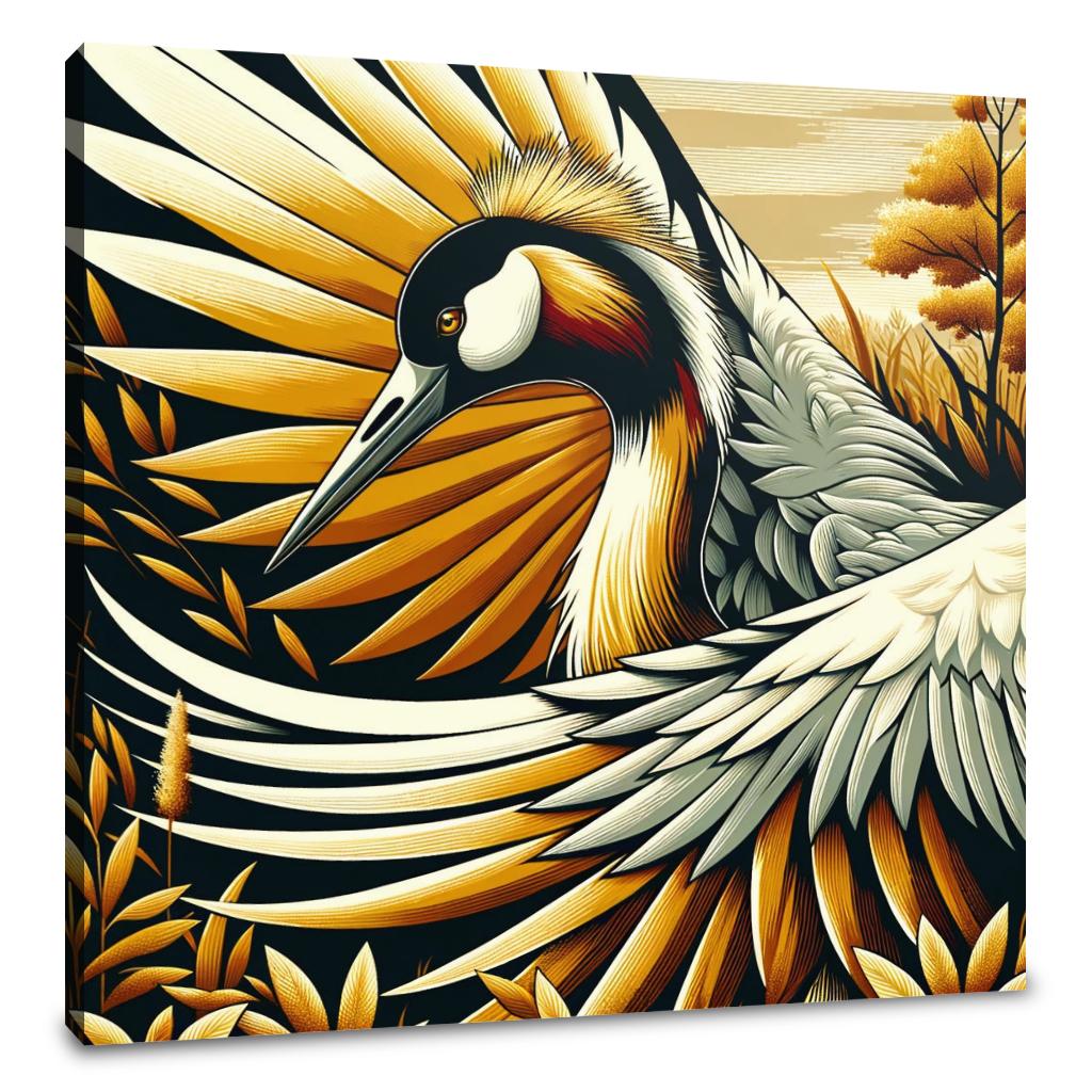 Golden Crane Elegance Canvas