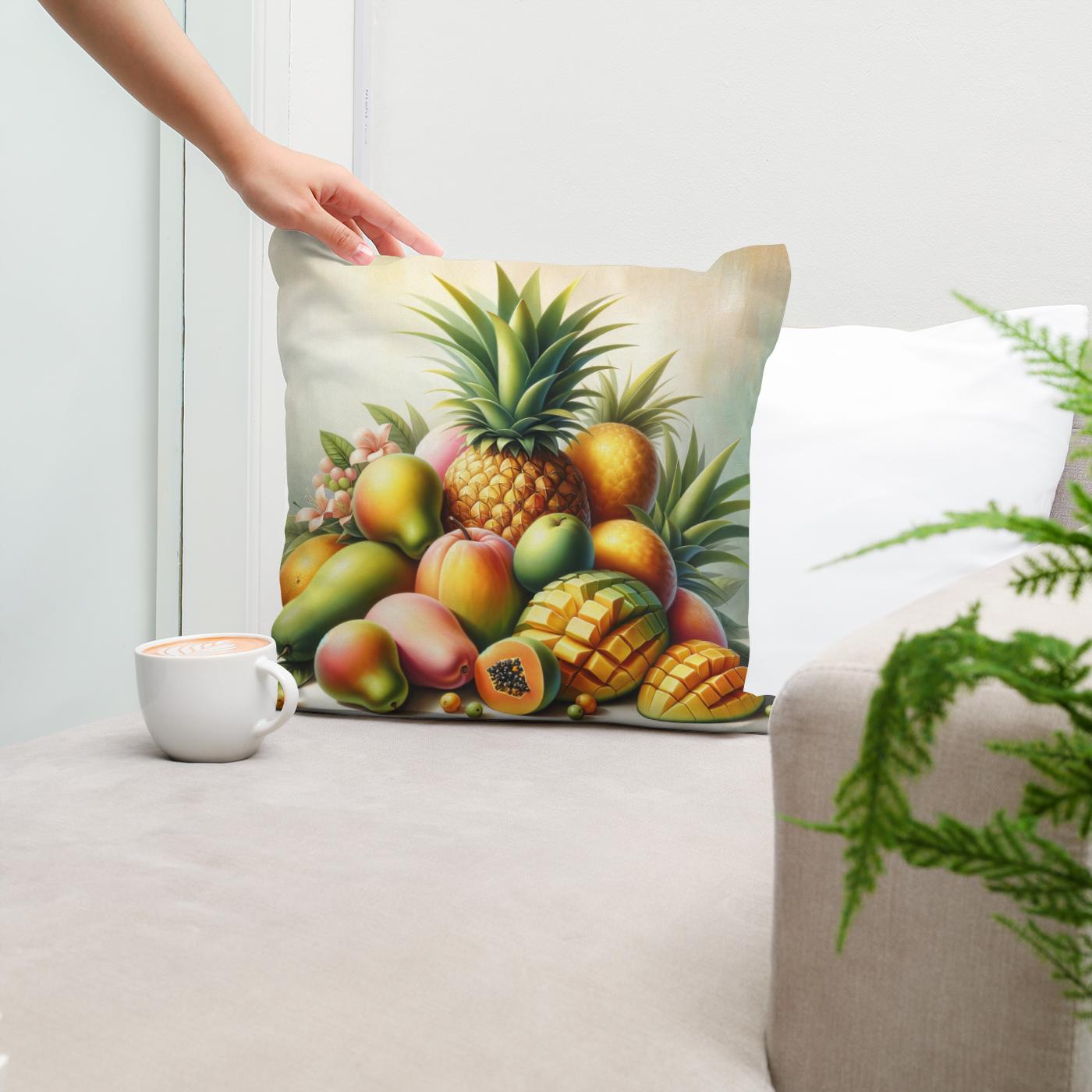 Tropical Fruit Serenade Cotton Cushion