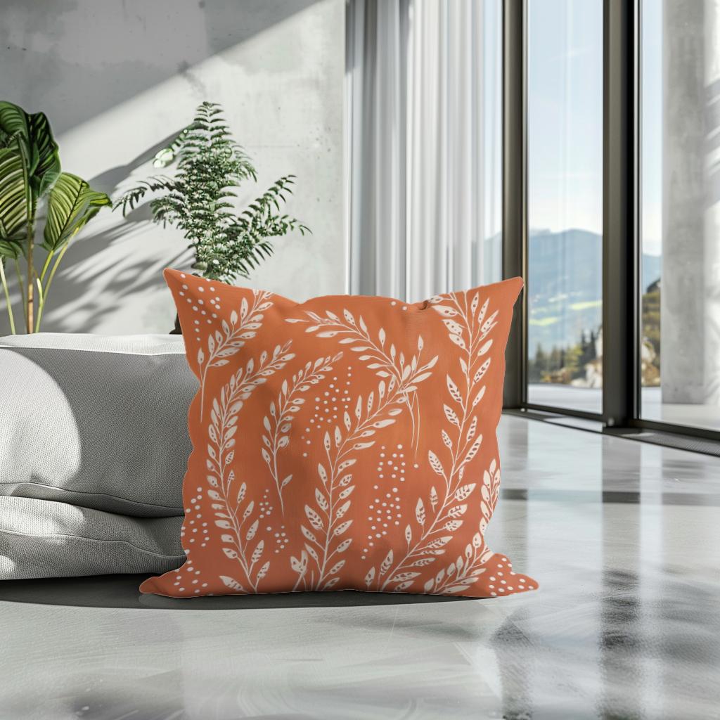 Rusty Orange Wheat Cotton Cushion
