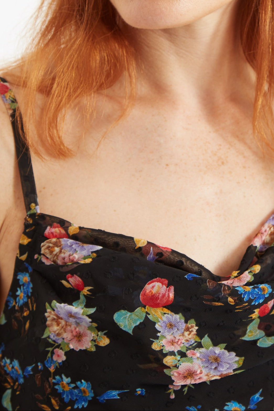 Louche Dina Carpathian Florals Print Asymmetric Strappy Midi Dress