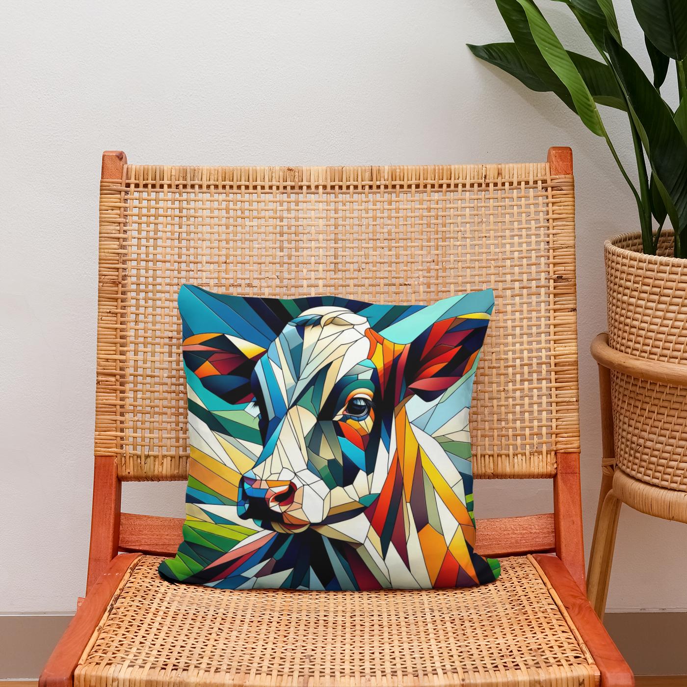 Cubist Contrast Cow Cotton Cushion