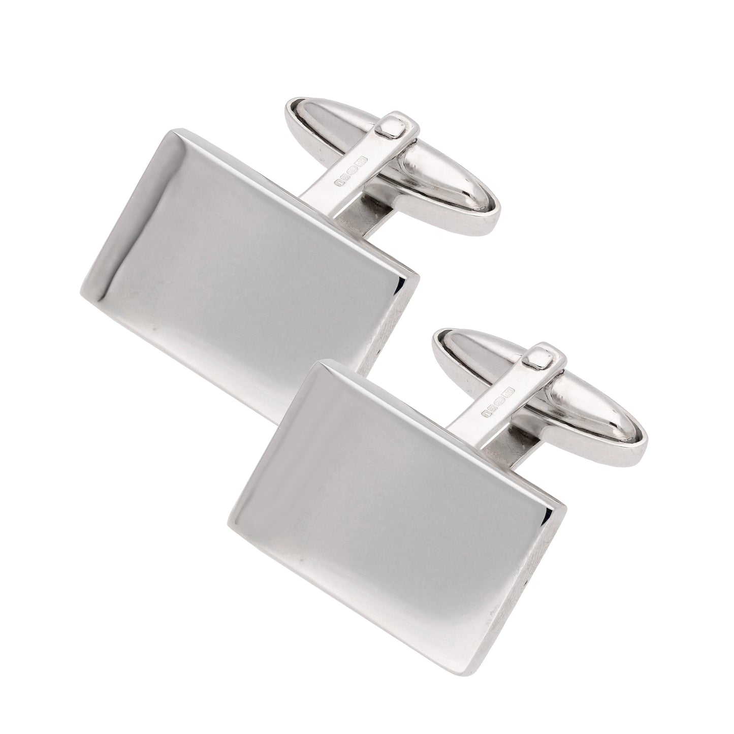 Sterling Silver Heavyweight Plain Rectangular Cufflinks