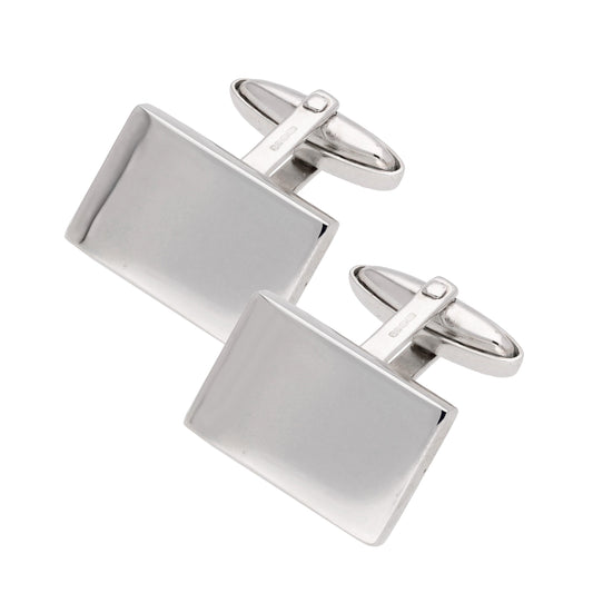 Sterling Silver Heavyweight Plain Rectangular Cufflinks