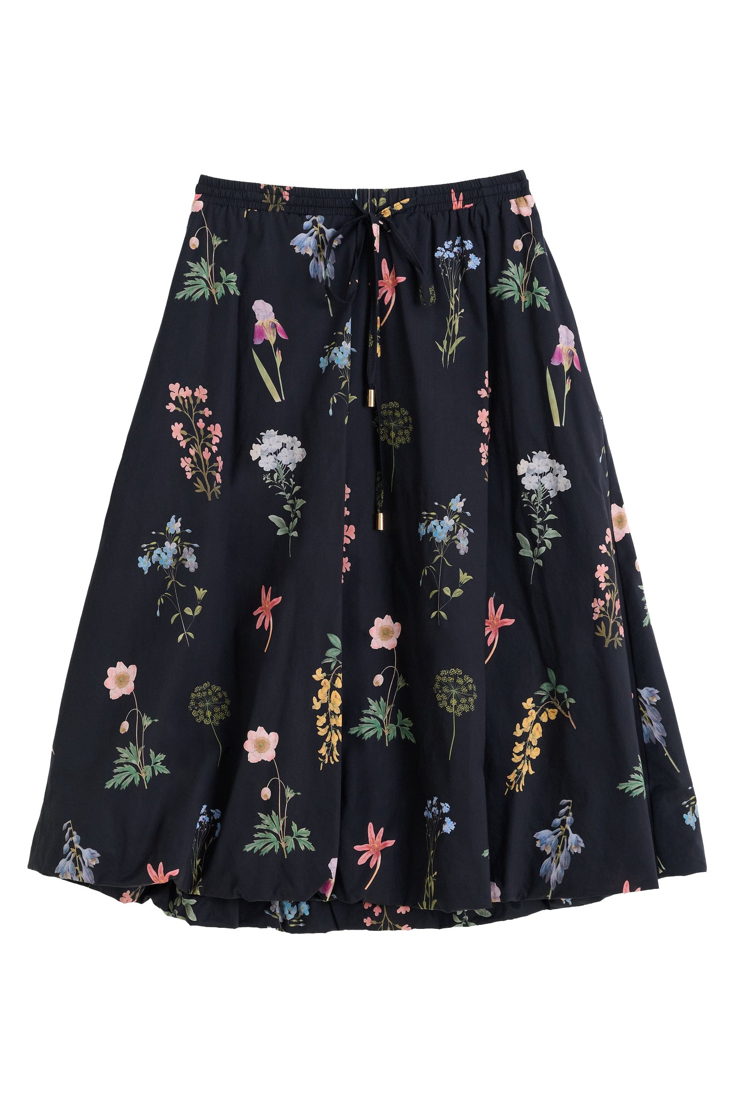 Dixie Flower Press Print Balloon Hem Midi Skirt - Multi