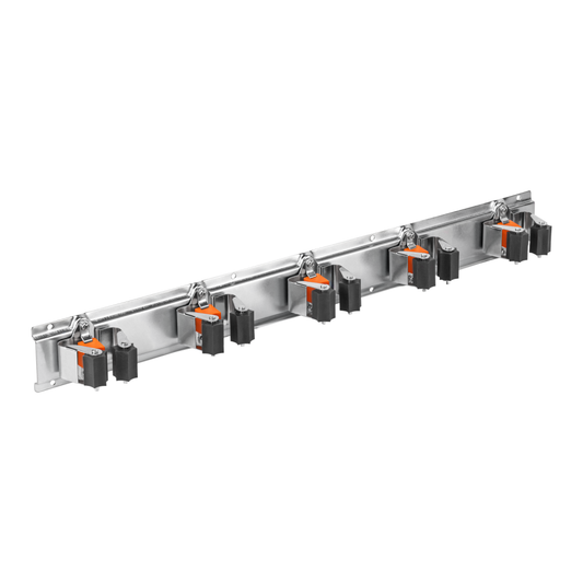 Wall Mount Tool Holder Rail - Roller Grip Design (5 Handles)