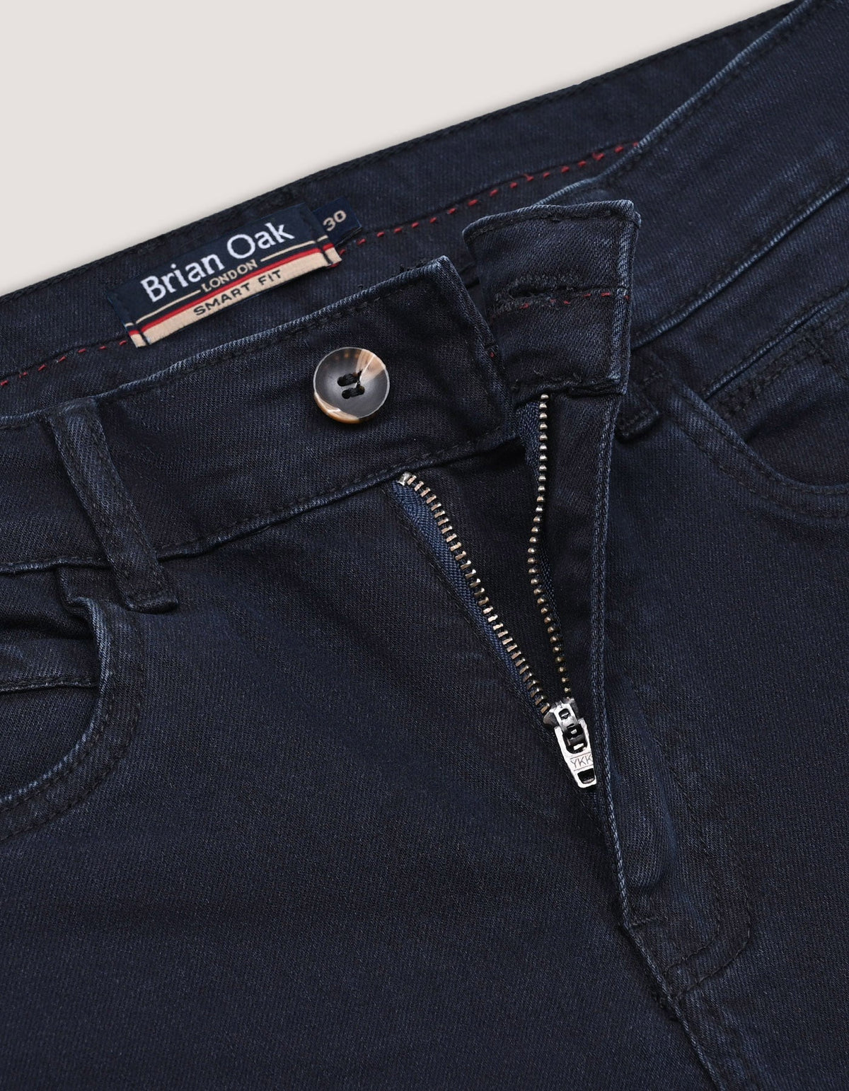 Blue Black Traveller Jeans - Secure Button Down Back Pocket