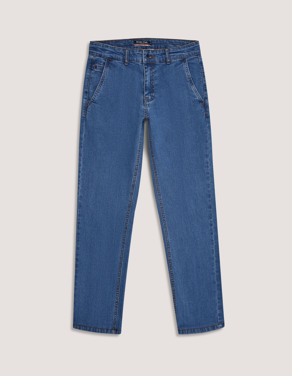 Medium Blue Traveler Jeans - Secure Button Down Back Pocket
