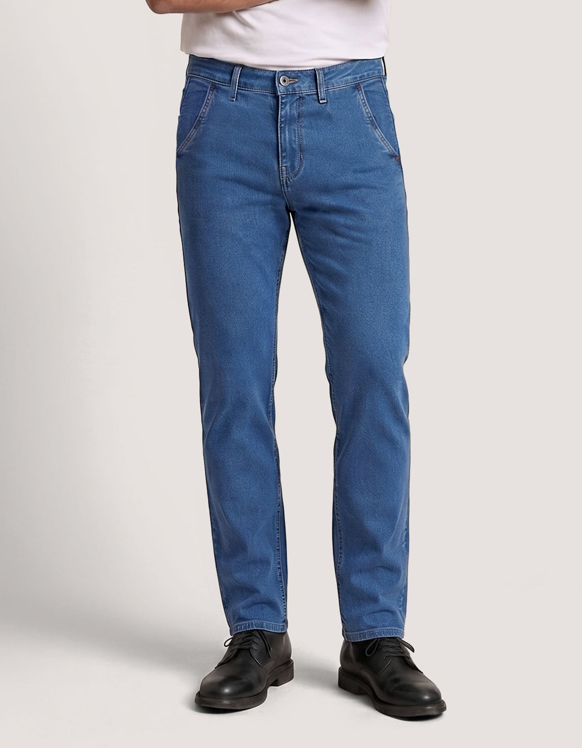 Medium Blue Traveler Jeans - Secure Button Down Back Pocket