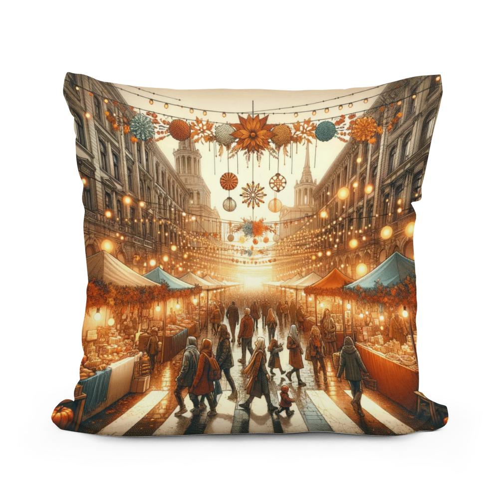 Autumn Festival Street Cotton Cushion
