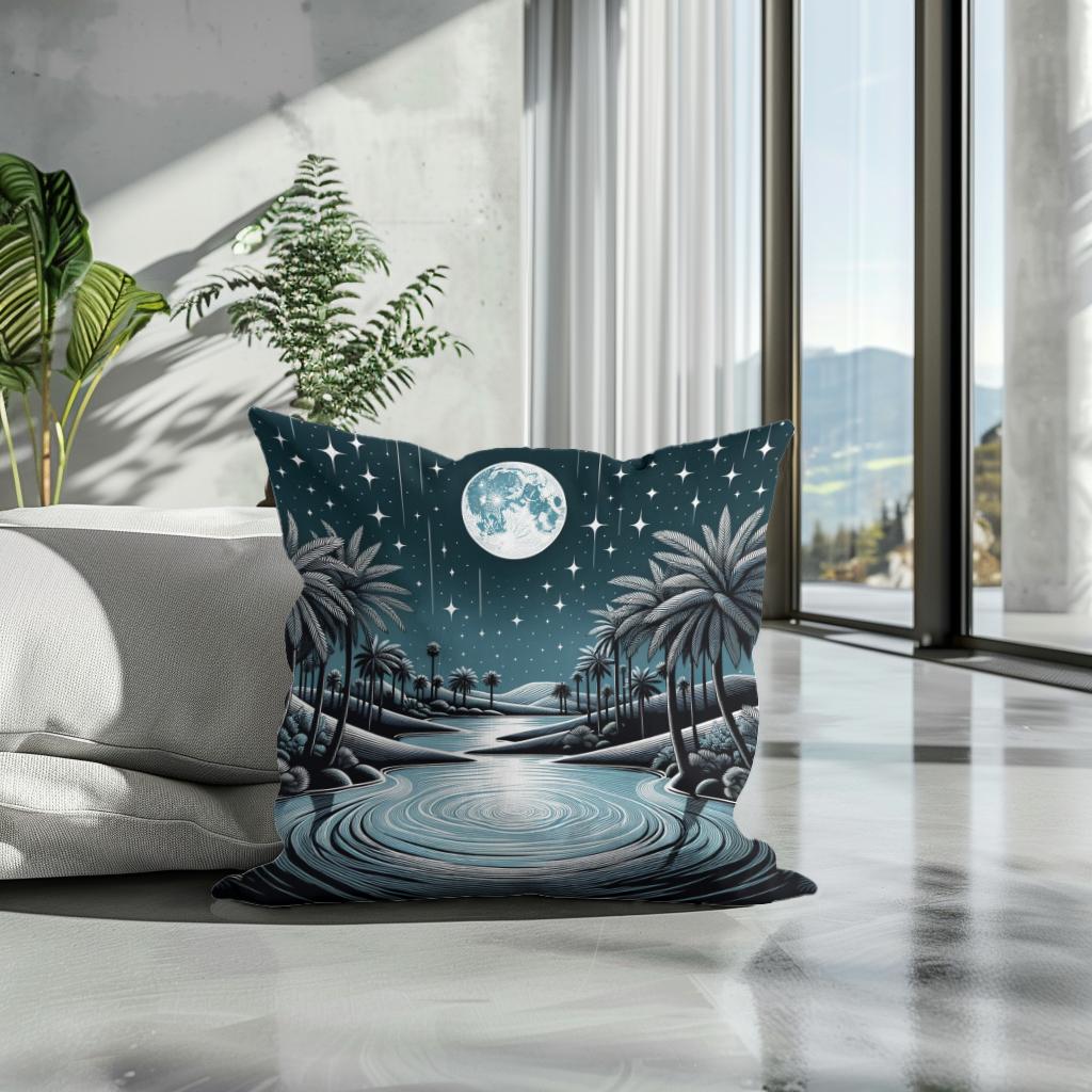 Midnight Oasis Serenade Cotton Cushion