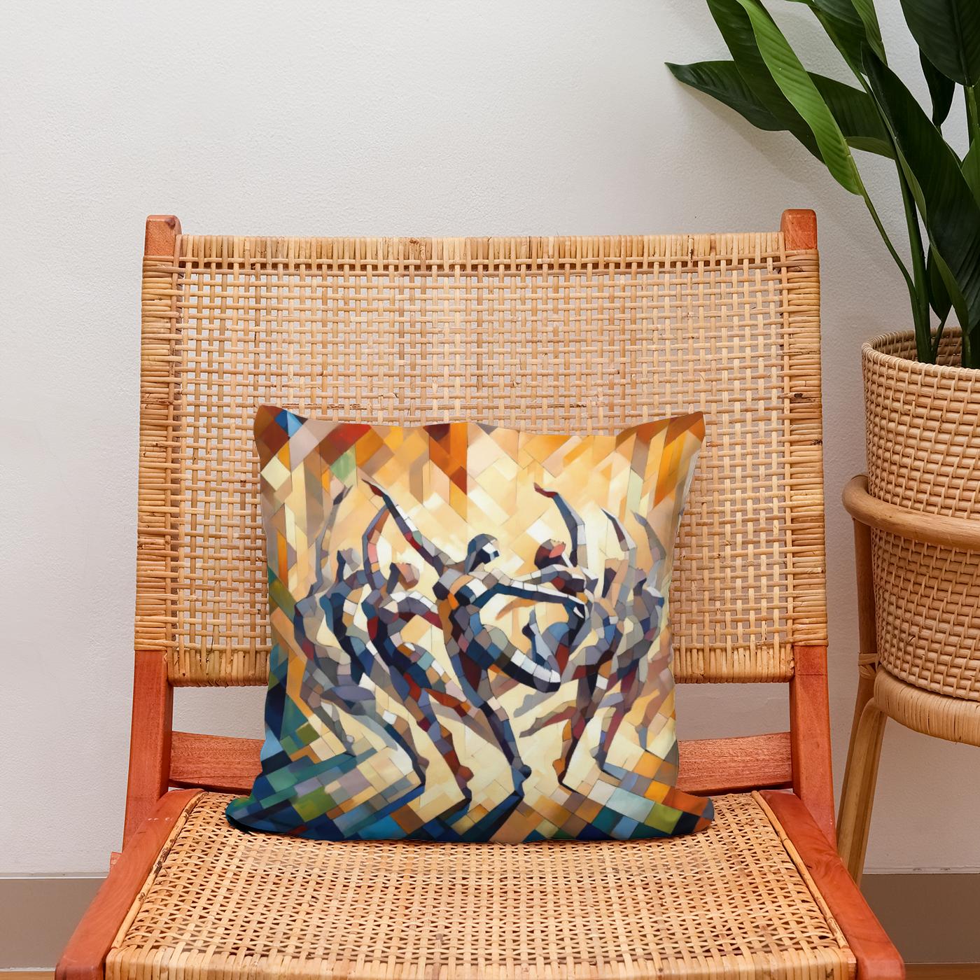 Rhythmic Dance Abstract Cotton Cushion