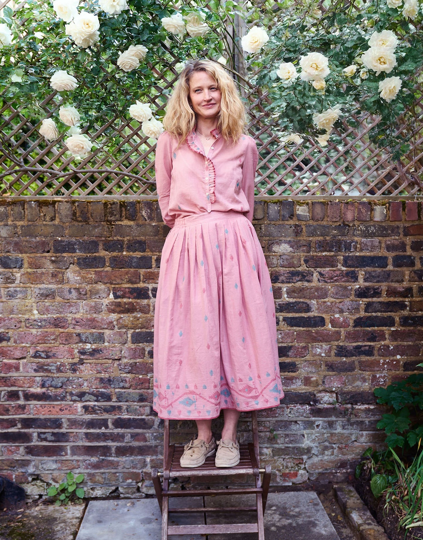 alma skirt | blush jamdani