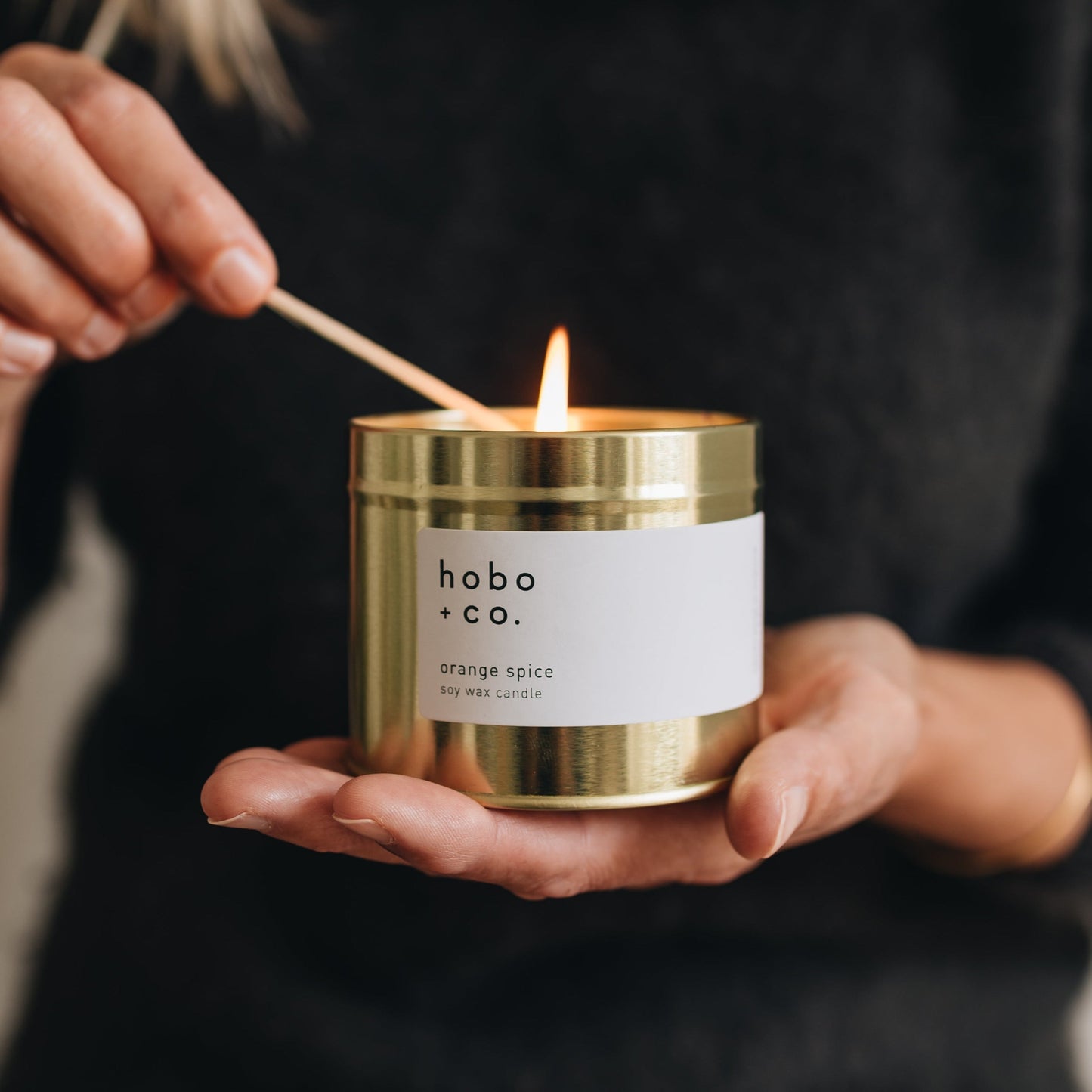 Large Gold Tin Orange Spice Candle