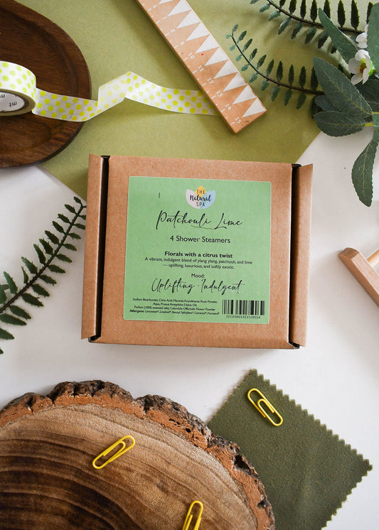 Patchouli Lime Aromatherapy Shower Steamers – Uplifting Citrus & Floral – Set of 4