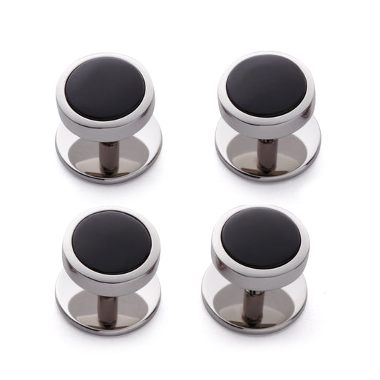 Onyx Dress Studs In Silver