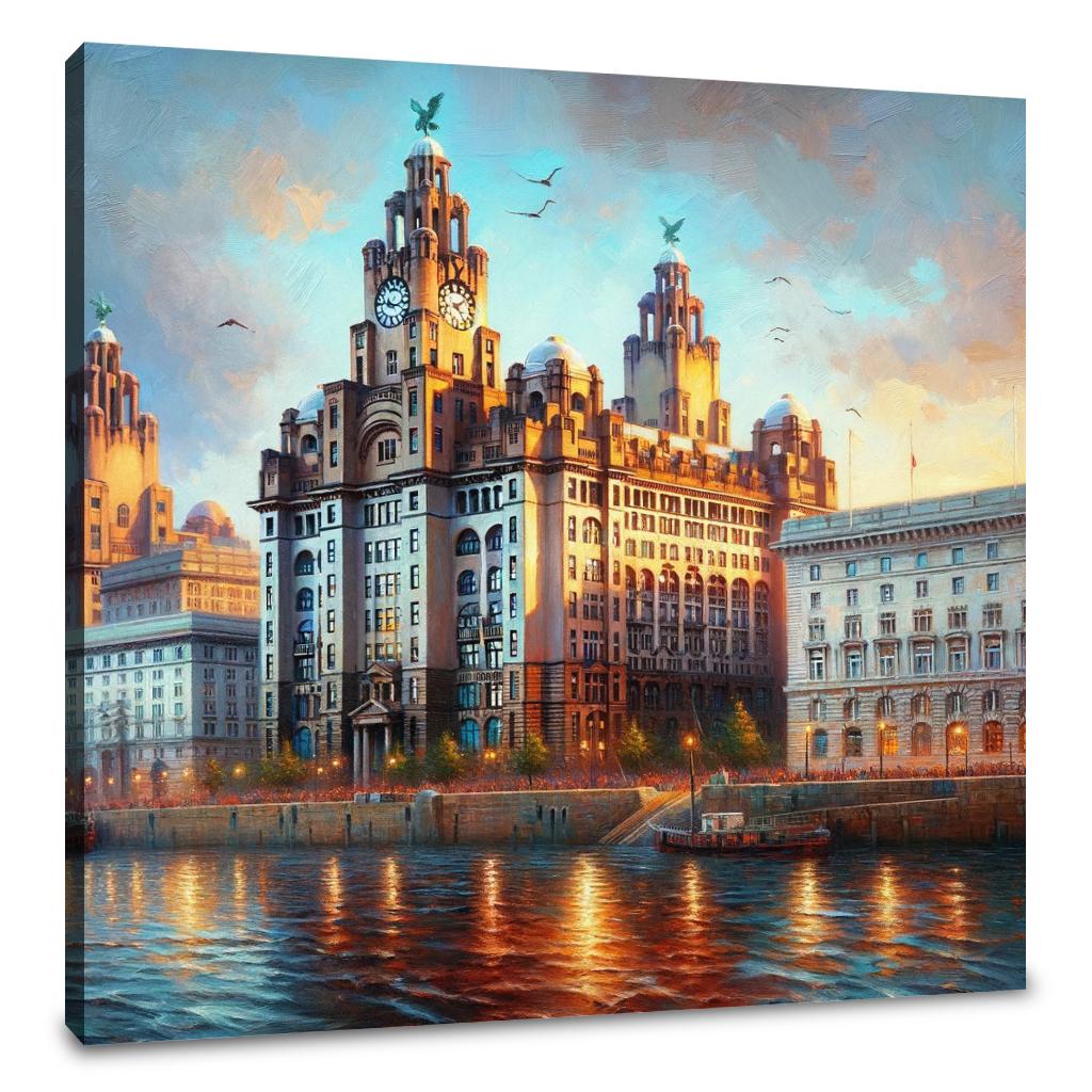 Liverpool Royal Liver Building Dusk Impression Canvas