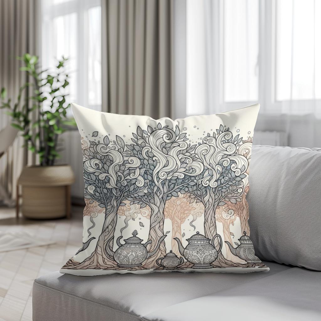 Teapot Forest Cotton Cushion
