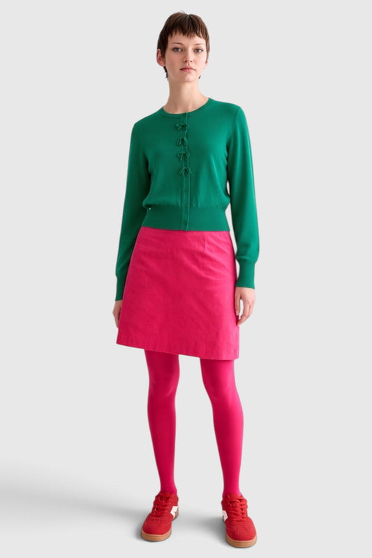 Ives Bow Trimmed Cardigan - Green