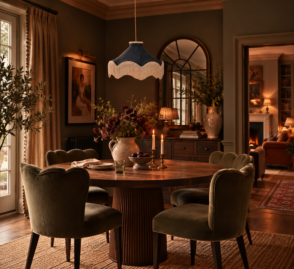 The Daisy Moiré Lampshade - Midnight