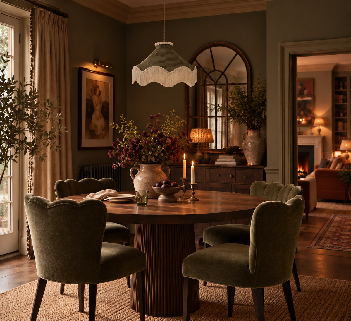 The Daisy Moiré Lampshade – Olive