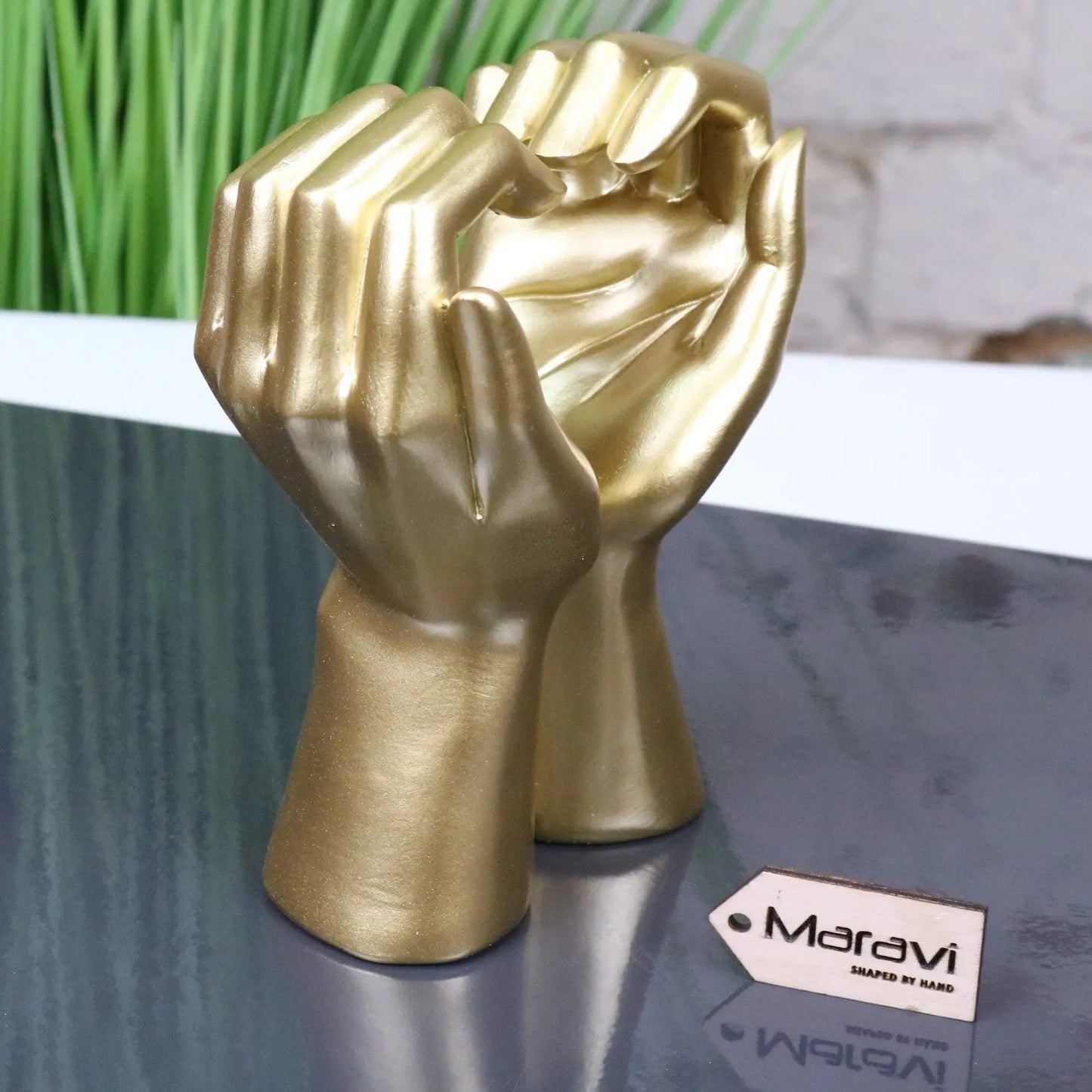 Darela Love Heart Hands Ornament Gold