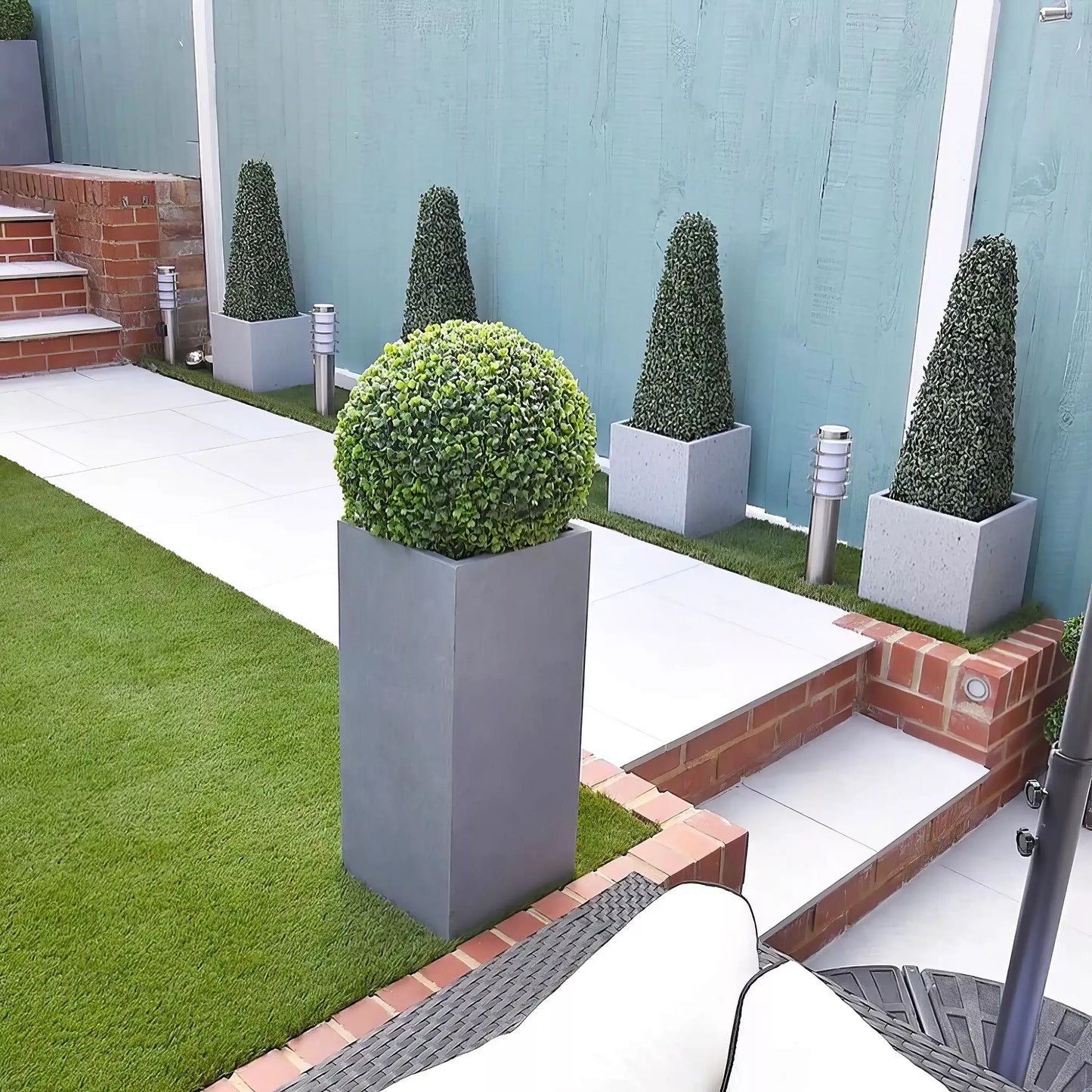 IDEALIST Lite Contemporary Light Concrete Garden Tall Square Planter, Outdoor Plant Pot H60 L27 W27 cm, 44L