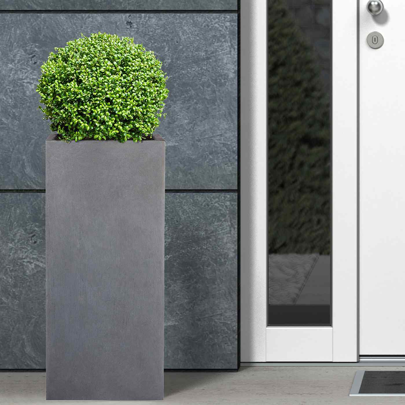 IDEALIST Lite Contemporary Light Concrete Garden Tall Square Planter, Outdoor Plant Pot H80 L40 W40 cm, 132L