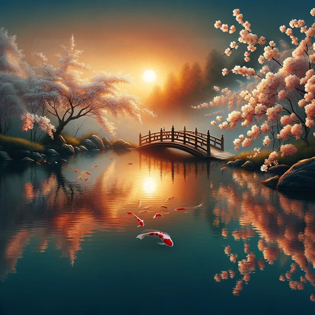 Dawn Koi Pond Serenity Canvas