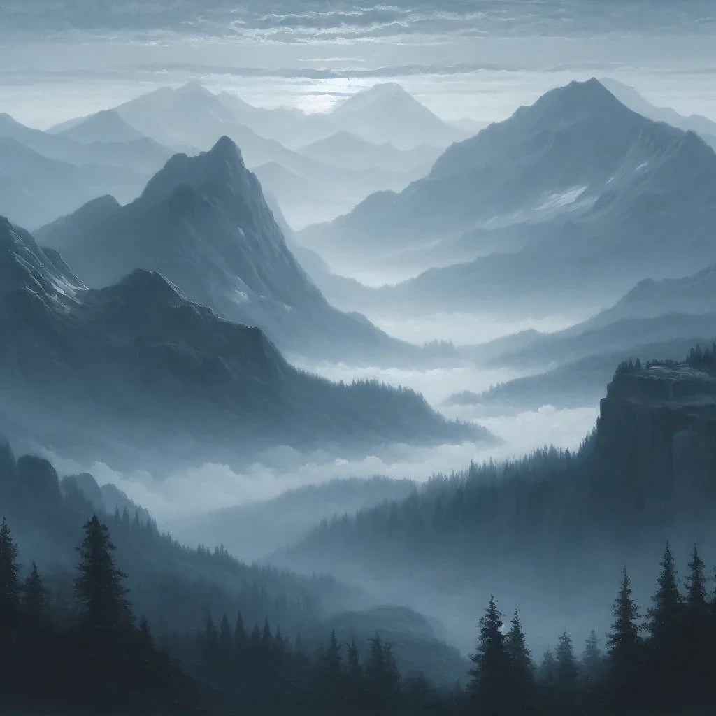 Dawn Mist Mountains Canvas