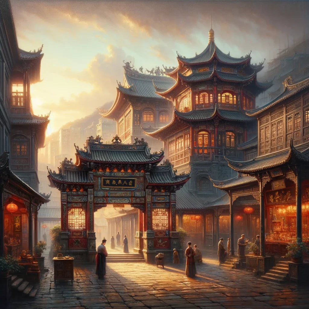 Dawn at Man Mo Temple Canvas