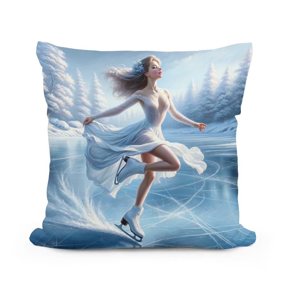 Elegant Ice Skater Cotton Cushion