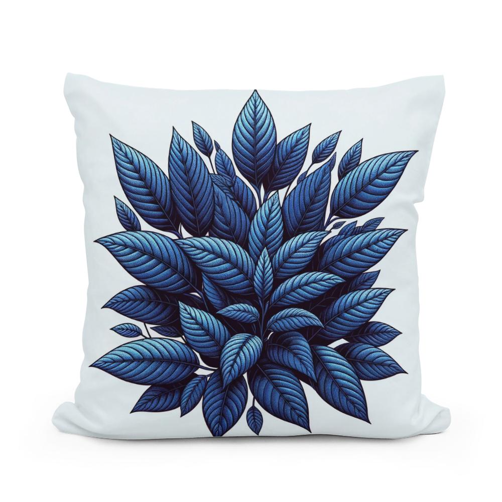 Indigo Foliage Embrace Cotton Cushion
