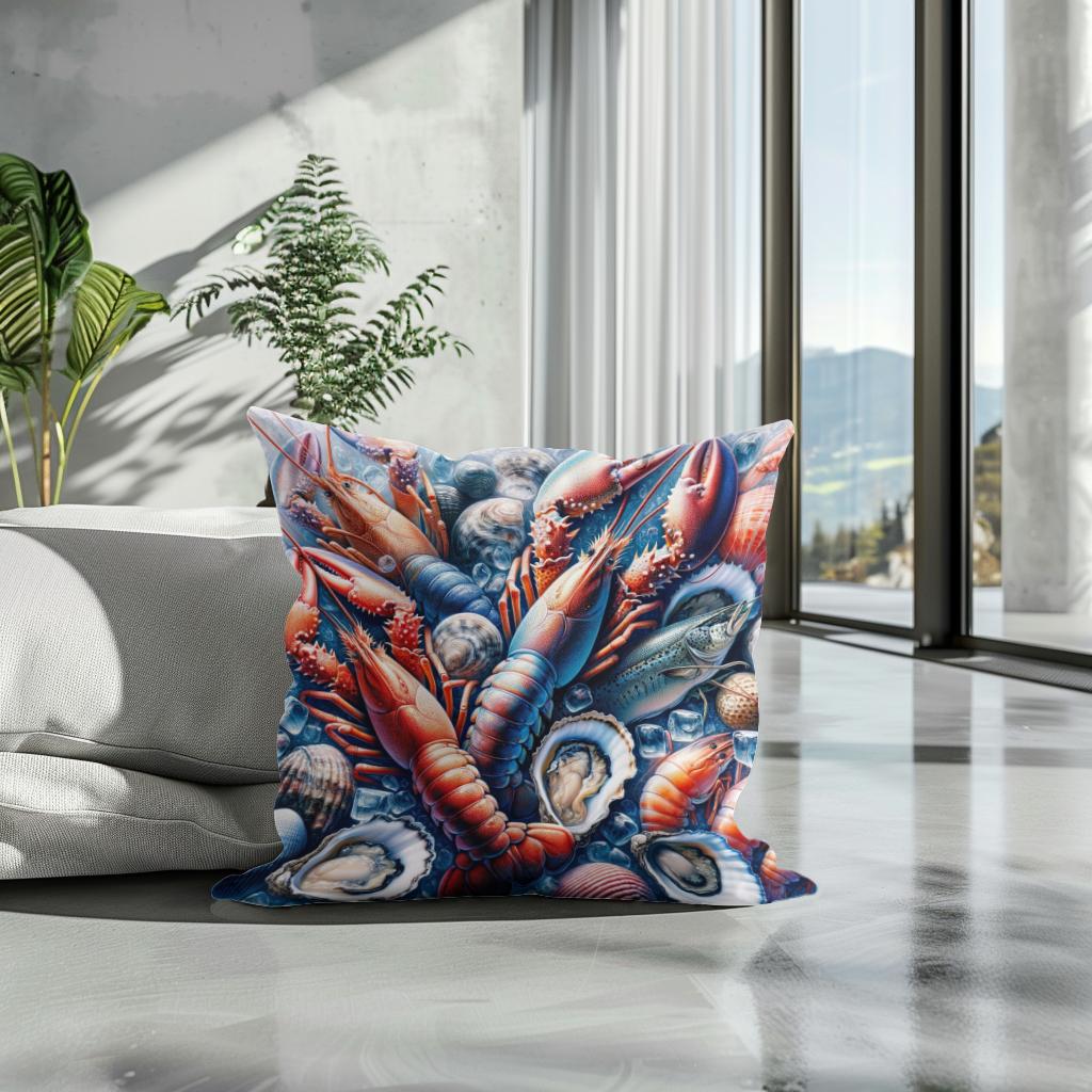 Seafood Elegance Cotton Cushion