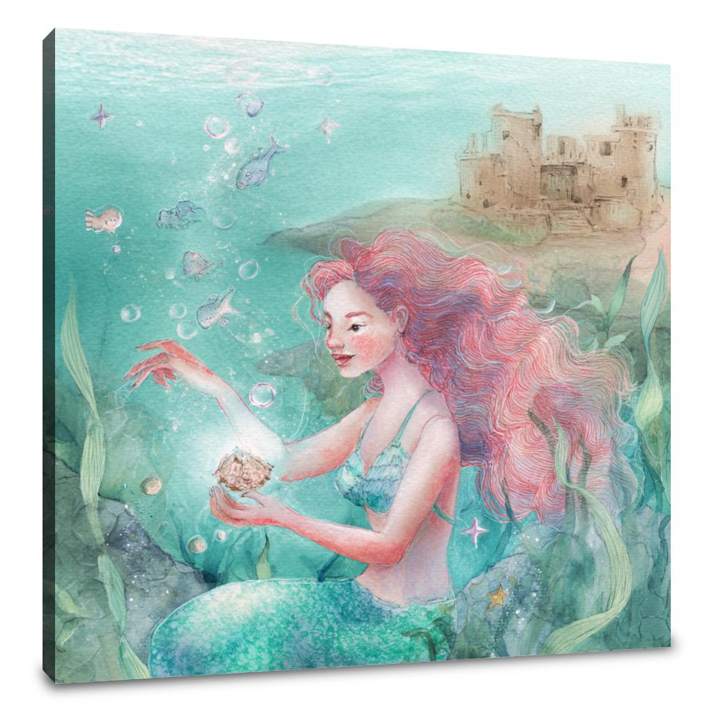Mermaid Treasure Castle Canvas