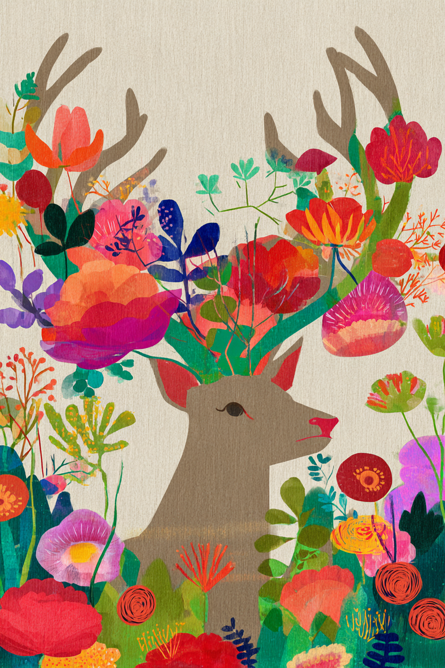 Deer with Floral Crown Canvas