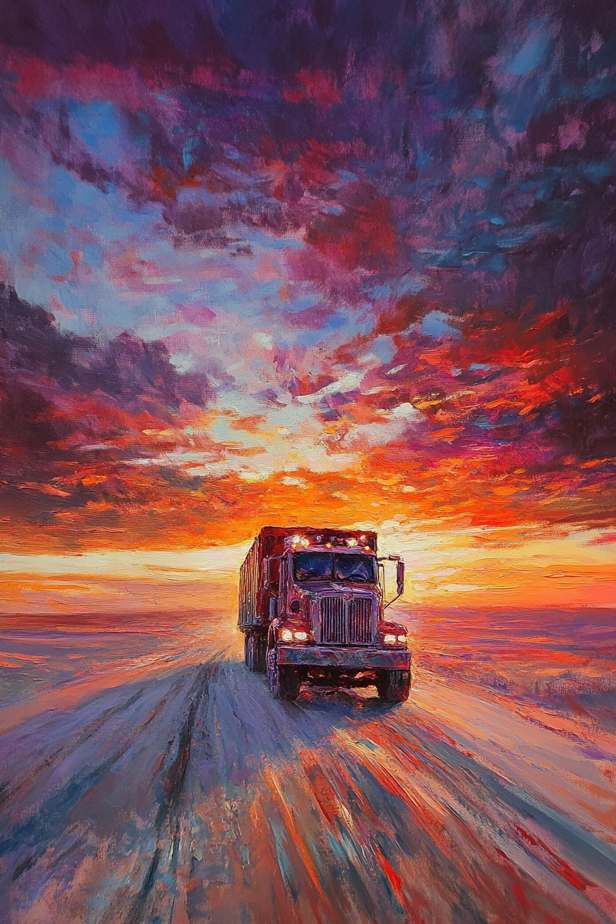 Desert Lorry Sunset Canvas