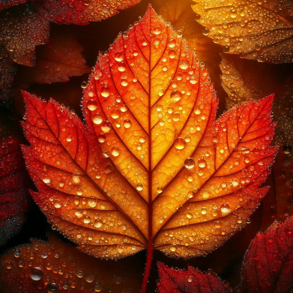 Dew-Kissed Autumn Leaf Cotton Cushion