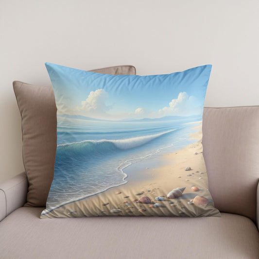 Tranquil Beachscape Cotton Cushion