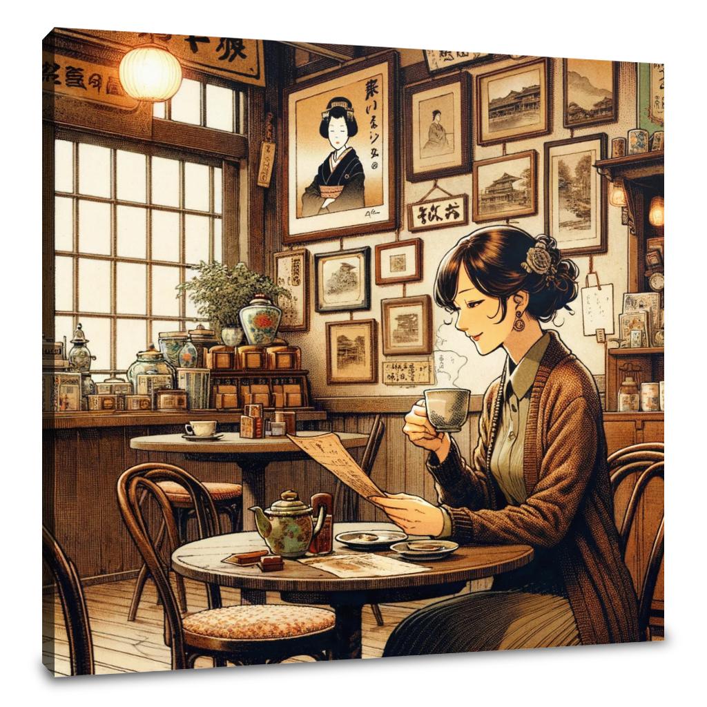 Nostalgic Café Moment Canvas