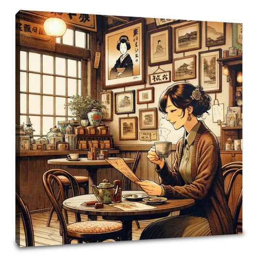 Nostalgic Café Moment Canvas