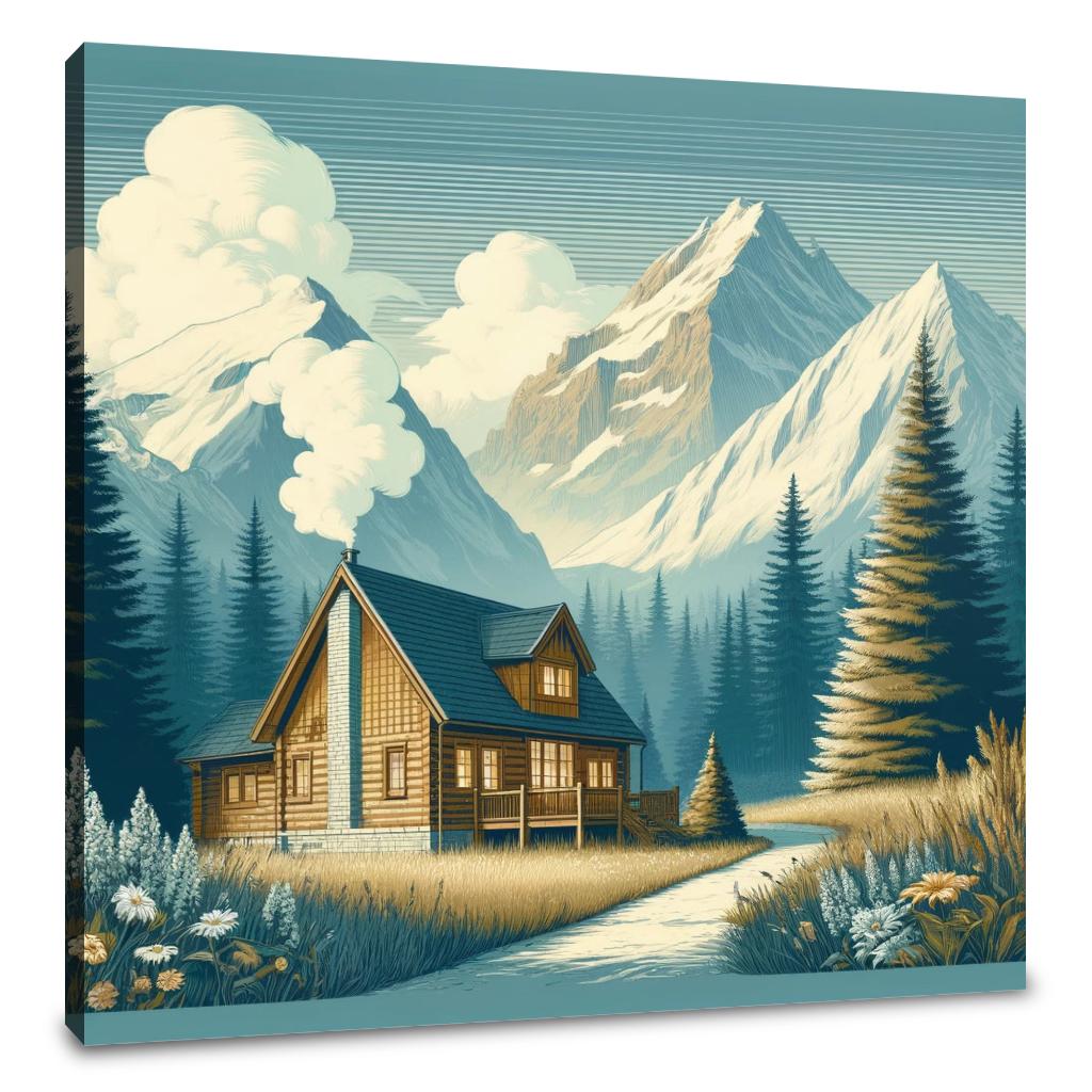 Mountain Cabin Serenity Canvas