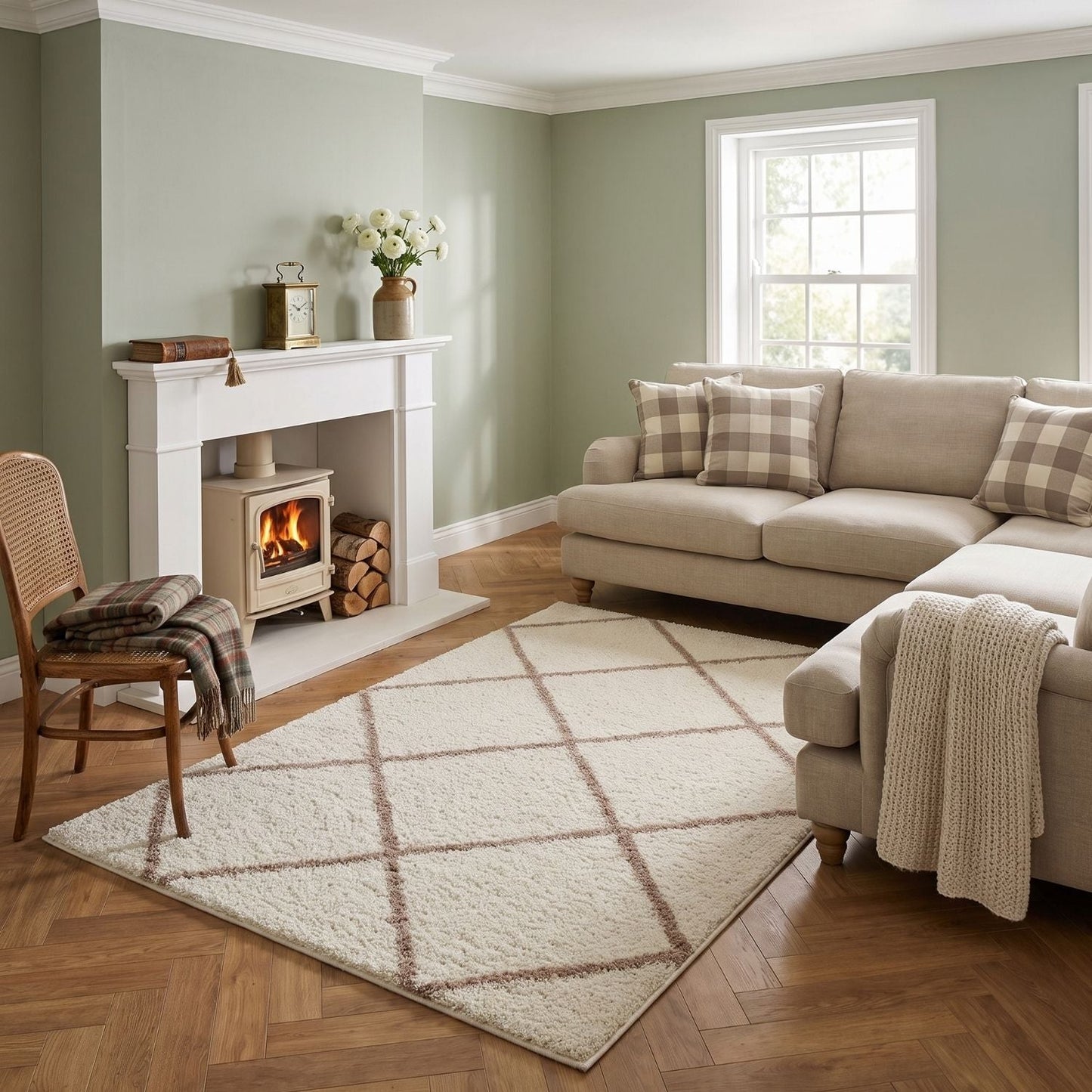Moroccan Ivory Shaggy Rug | 530