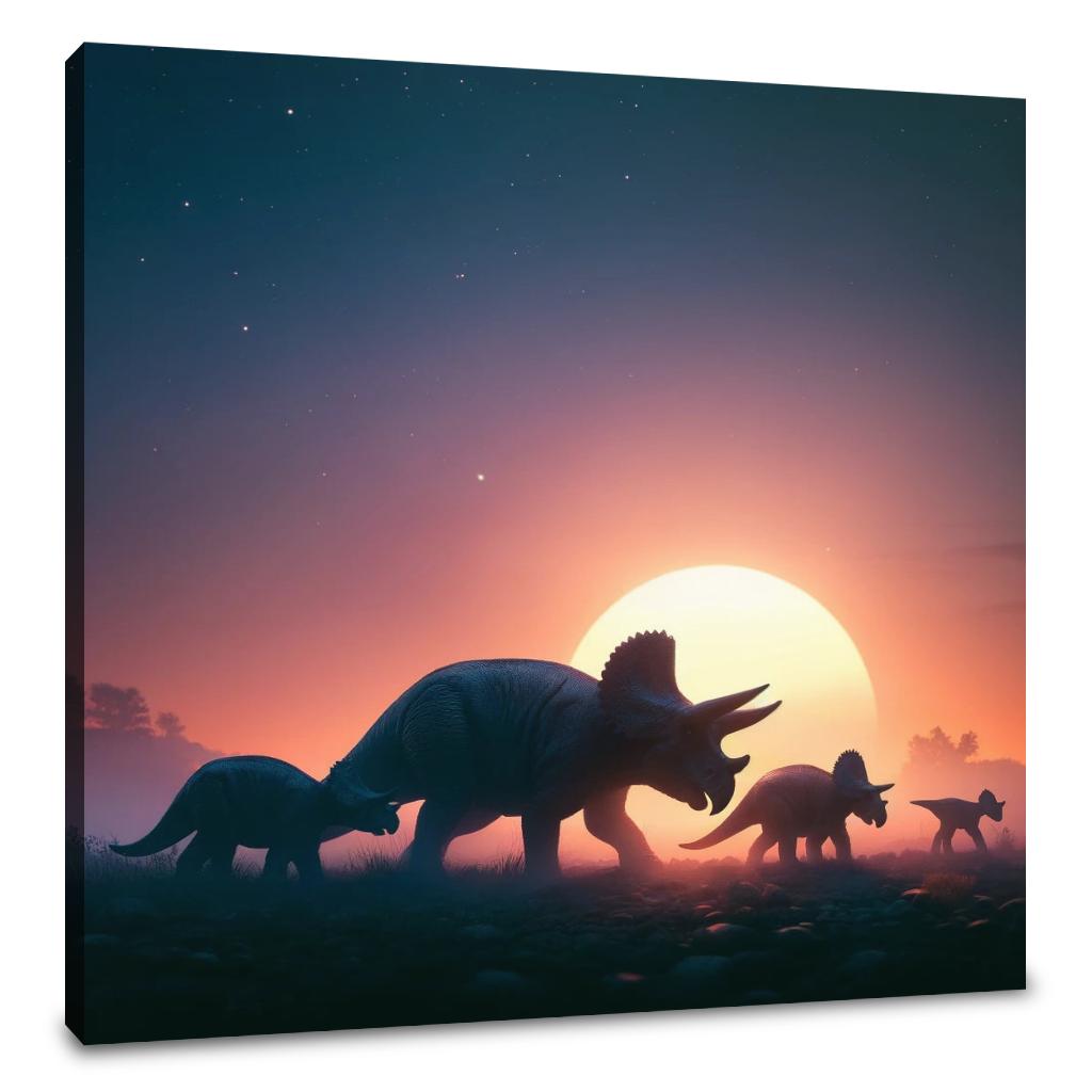 Sunset Journey Triceratops Canvas