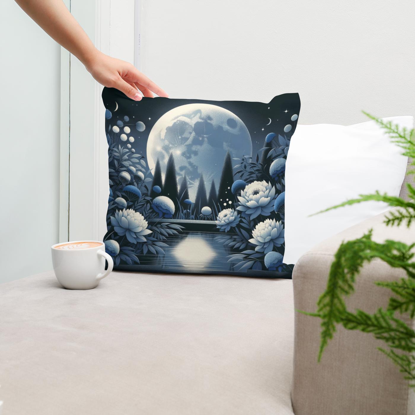 Moonlit Blossom Cotton Cushion
