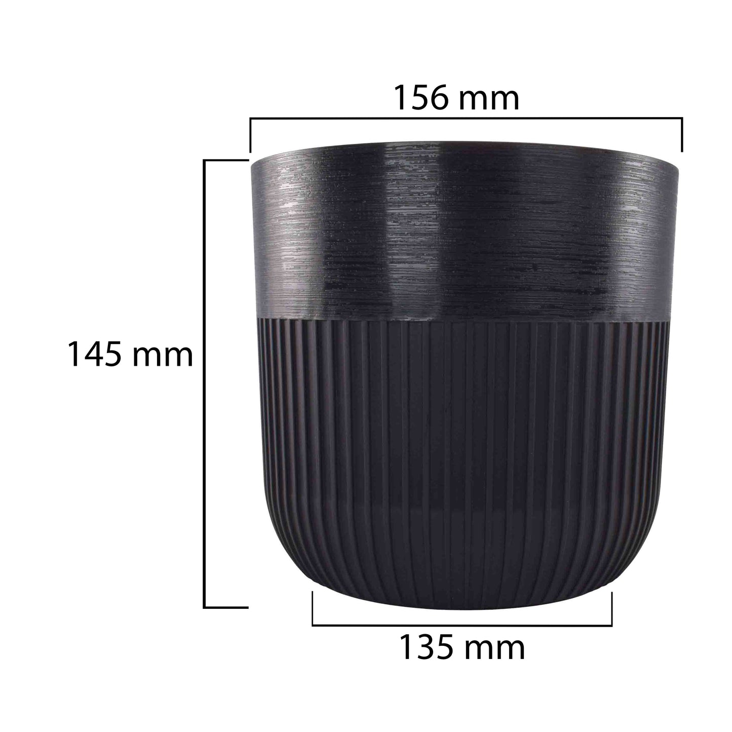 Luca Pot without Hole 160mm Deep Black