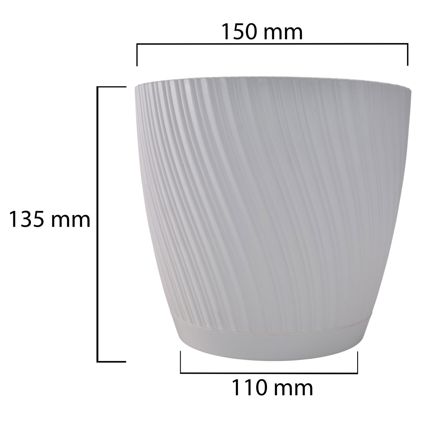 Mika Pot with Saucer 150mm White