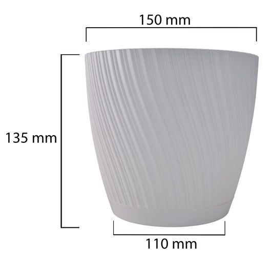 Mika Pot with Saucer 150mm White