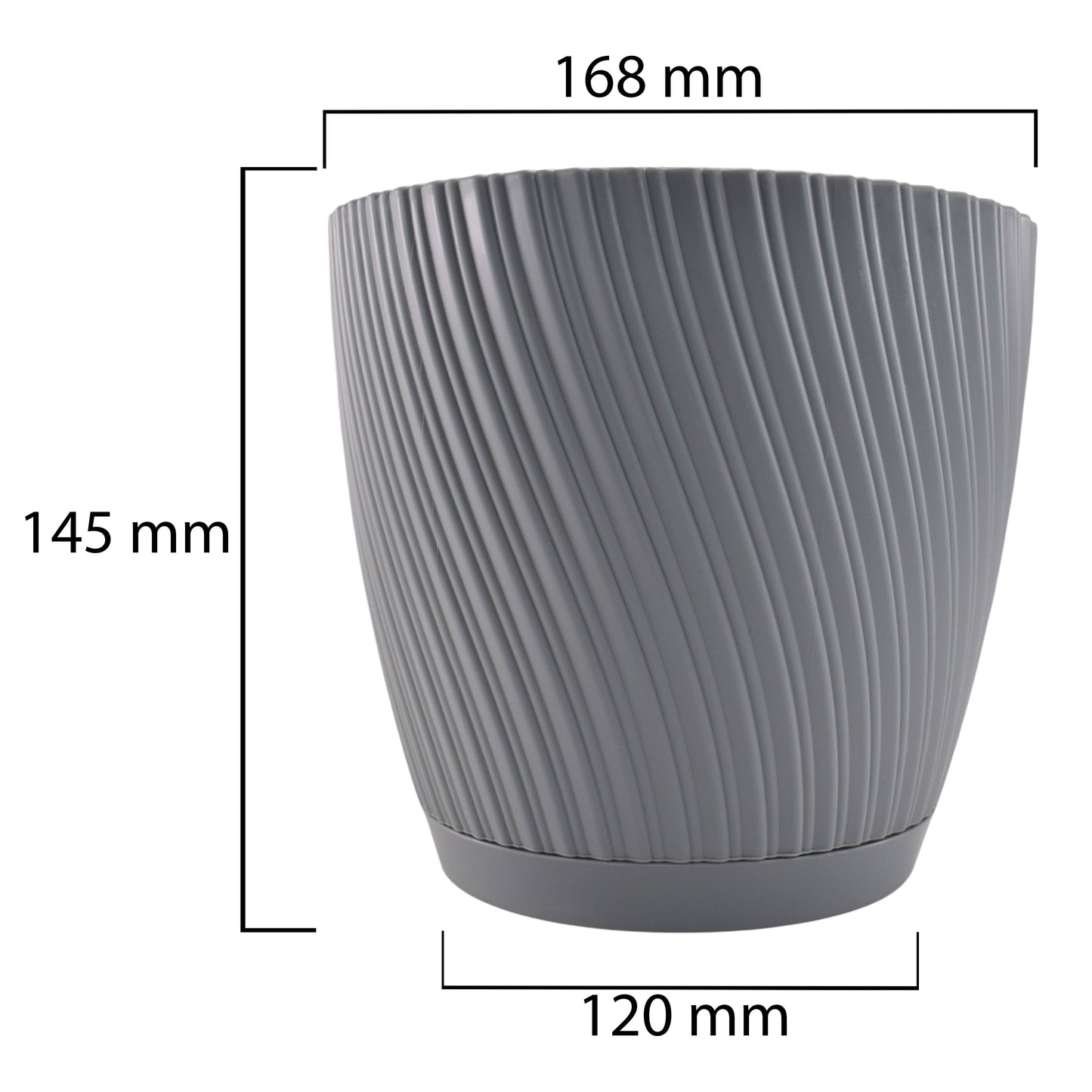 Mika Pot with Saucer 170mm Platinum